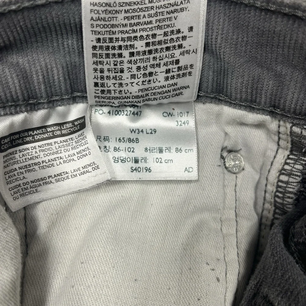 Levi's 514 Corduroy pants Men's 34x29 Gray‎ Straight Fit